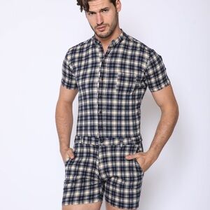 ROMPERJACK ‘The Flannel’ Yellow + Black Plaid Romper Jumpsuit